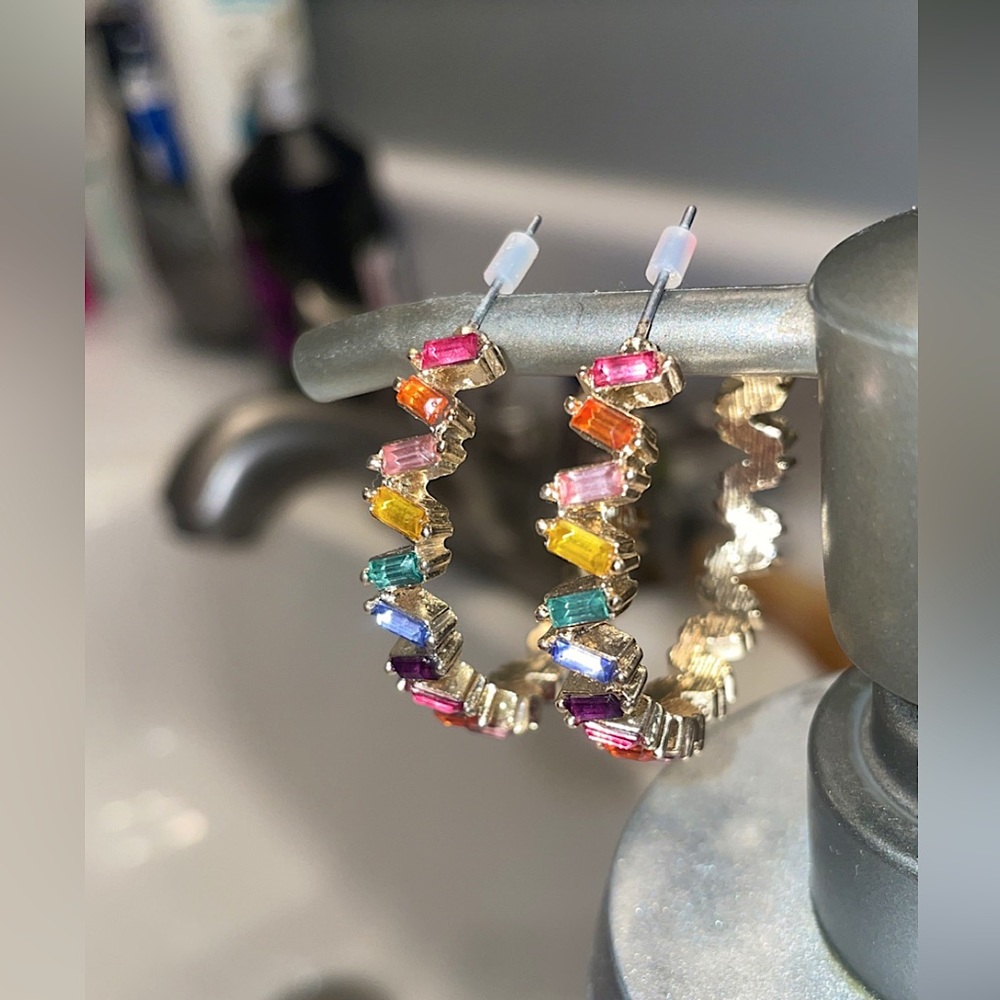 Rainbow Jeweled Hoops!